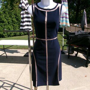 ADRIANNA PAPELL NAVY&BEIGE DRESS 4